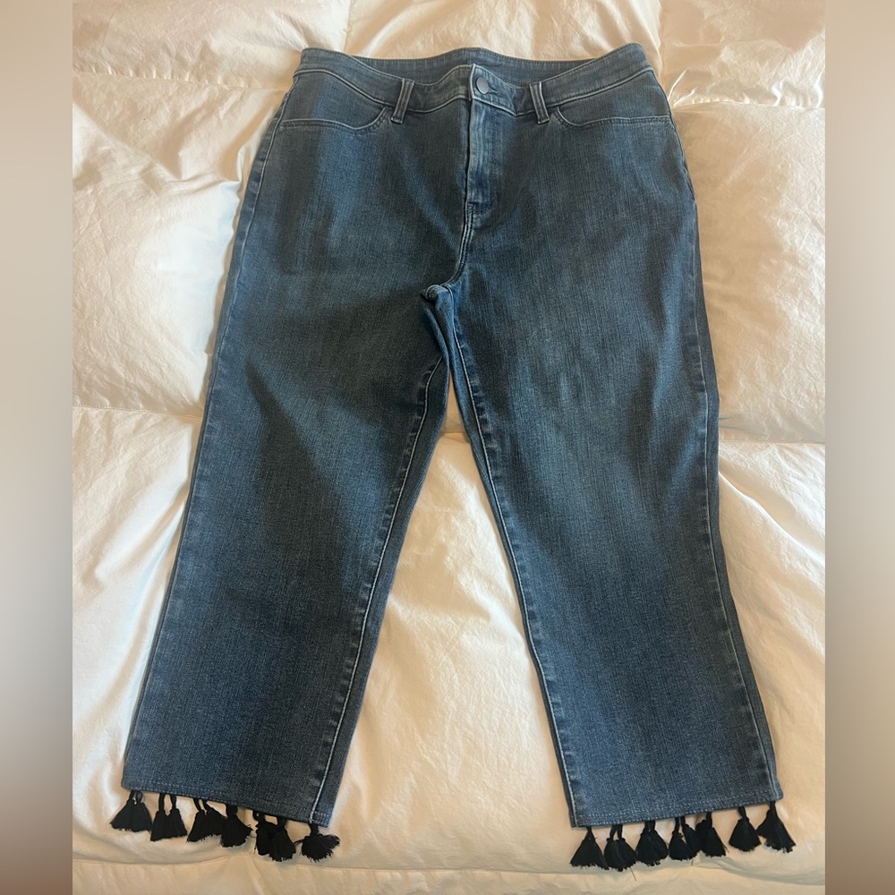 NWOT Blue Denim Jeans with Tassel Hem